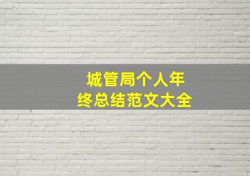 城管局个人年终总结范文大全