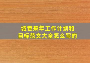 城管来年工作计划和目标范文大全怎么写的