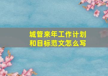 城管来年工作计划和目标范文怎么写