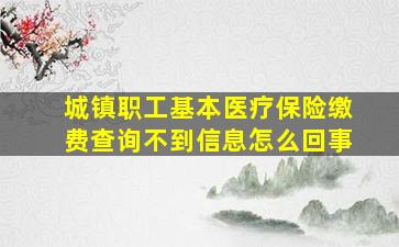 城镇职工基本医疗保险缴费查询不到信息怎么回事