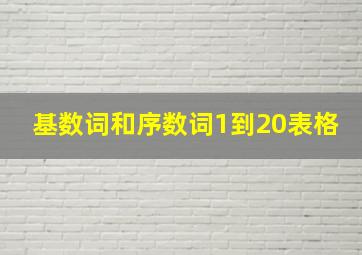 基数词和序数词1到20表格