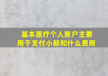 基本医疗个人账户主要用于支付小额和什么费用