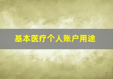 基本医疗个人账户用途