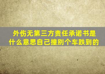 外伤无第三方责任承诺书是什么意思自己撞别个车跌到的