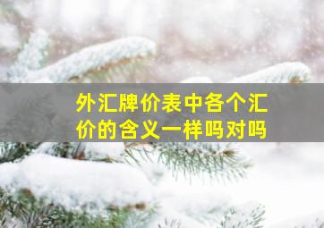 外汇牌价表中各个汇价的含义一样吗对吗