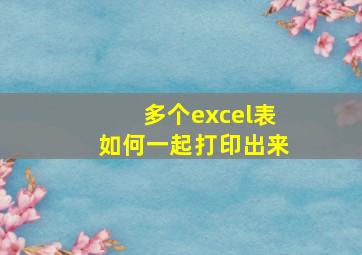 多个excel表如何一起打印出来