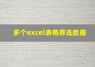 多个excel表格筛选数据