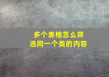 多个表格怎么筛选同一个类的内容