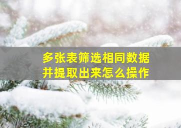 多张表筛选相同数据并提取出来怎么操作