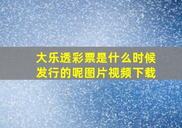 大乐透彩票是什么时候发行的呢图片视频下载