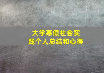 大学寒假社会实践个人总结和心得