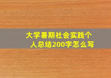 大学暑期社会实践个人总结200字怎么写