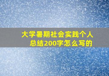 大学暑期社会实践个人总结200字怎么写的