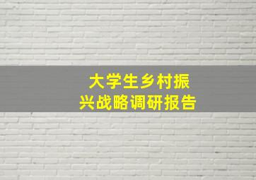 大学生乡村振兴战略调研报告