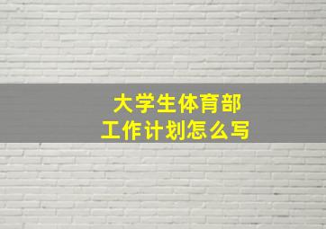 大学生体育部工作计划怎么写