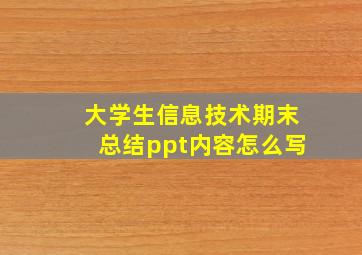 大学生信息技术期末总结ppt内容怎么写