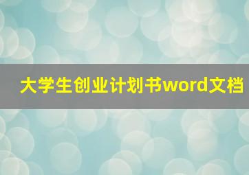 大学生创业计划书word文档