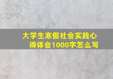 大学生寒假社会实践心得体会1000字怎么写