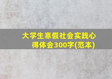 大学生寒假社会实践心得体会300字(范本)