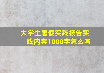 大学生暑假实践报告实践内容1000字怎么写