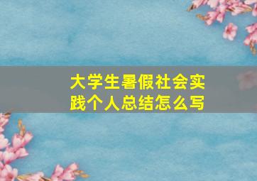 大学生暑假社会实践个人总结怎么写