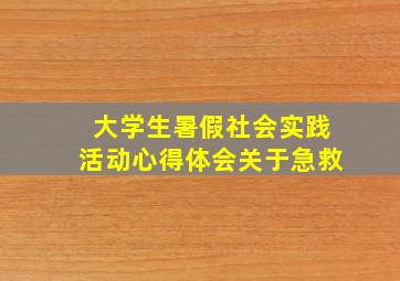 大学生暑假社会实践活动心得体会关于急救