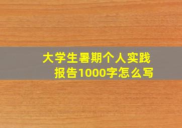 大学生暑期个人实践报告1000字怎么写