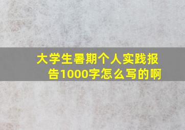 大学生暑期个人实践报告1000字怎么写的啊