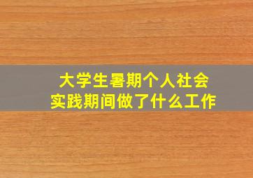 大学生暑期个人社会实践期间做了什么工作