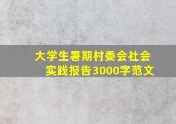 大学生暑期村委会社会实践报告3000字范文