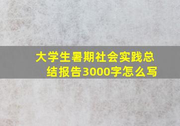 大学生暑期社会实践总结报告3000字怎么写