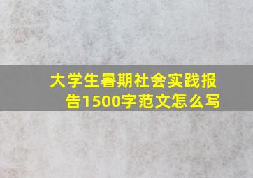 大学生暑期社会实践报告1500字范文怎么写