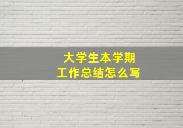 大学生本学期工作总结怎么写