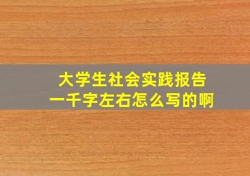 大学生社会实践报告一千字左右怎么写的啊