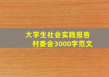 大学生社会实践报告村委会3000字范文