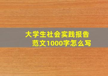 大学生社会实践报告范文1000字怎么写