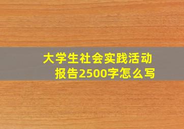 大学生社会实践活动报告2500字怎么写