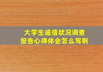 大学生诚信状况调查报告心得体会怎么写啊