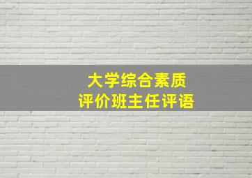 大学综合素质评价班主任评语