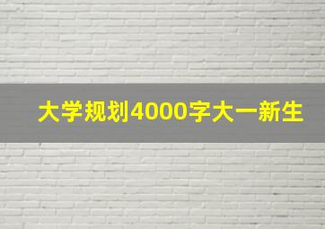 大学规划4000字大一新生