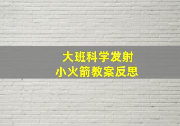 大班科学发射小火箭教案反思