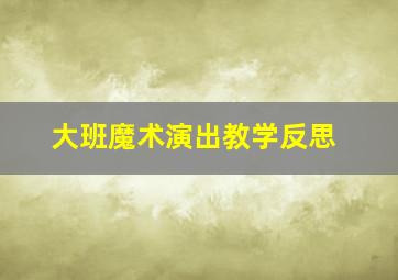 大班魔术演出教学反思