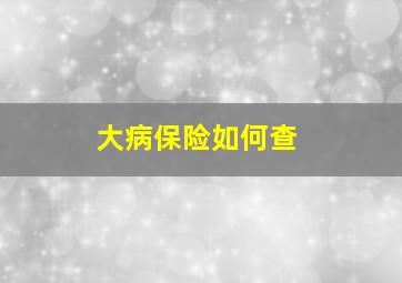 大病保险如何查