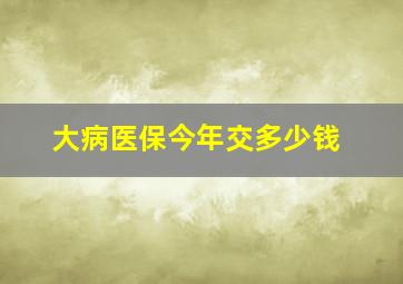 大病医保今年交多少钱