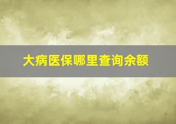 大病医保哪里查询余额