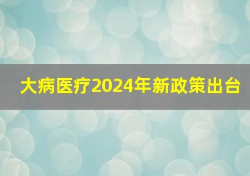 大病医疗2024年新政策出台