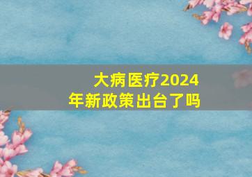 大病医疗2024年新政策出台了吗