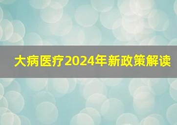 大病医疗2024年新政策解读