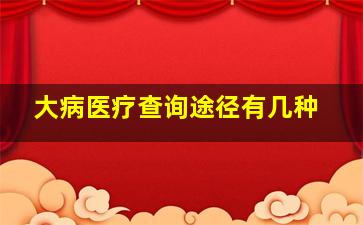 大病医疗查询途径有几种