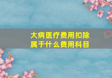 大病医疗费用扣除属于什么费用科目